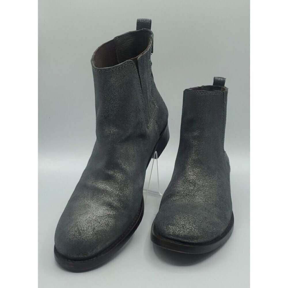 Tory Burch Wade Chelsea Gray Silver Shimmer Leather Ankle Boot Women's 9M /40